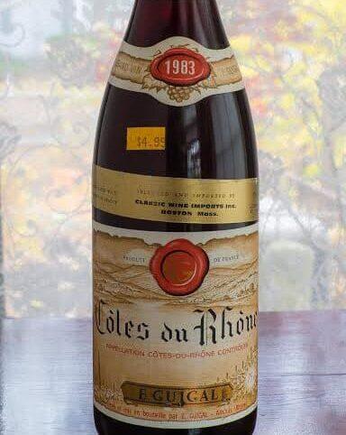 Bottle of 1983 Guigal Cotes du Rhone wine