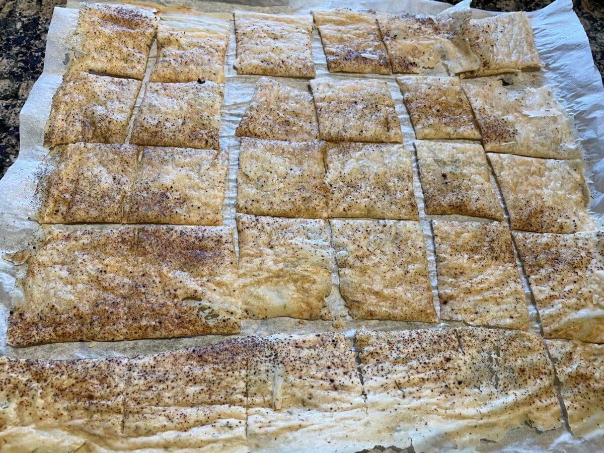 A tray of sourdough discard cracker
