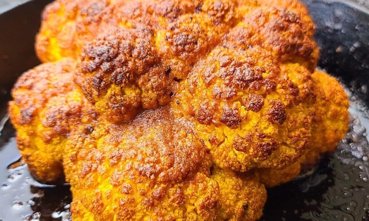 Whole Roasted Honey Harissa Cauliflower