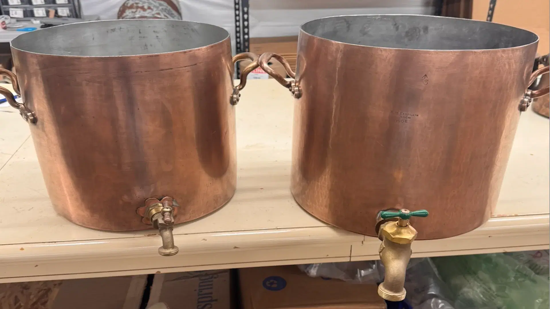 Huge copper stock pots