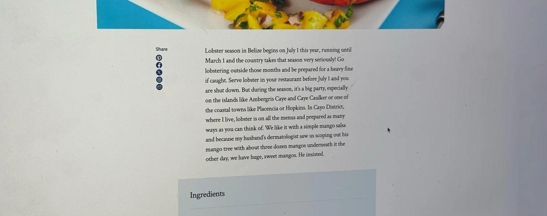 Recipe headnote
