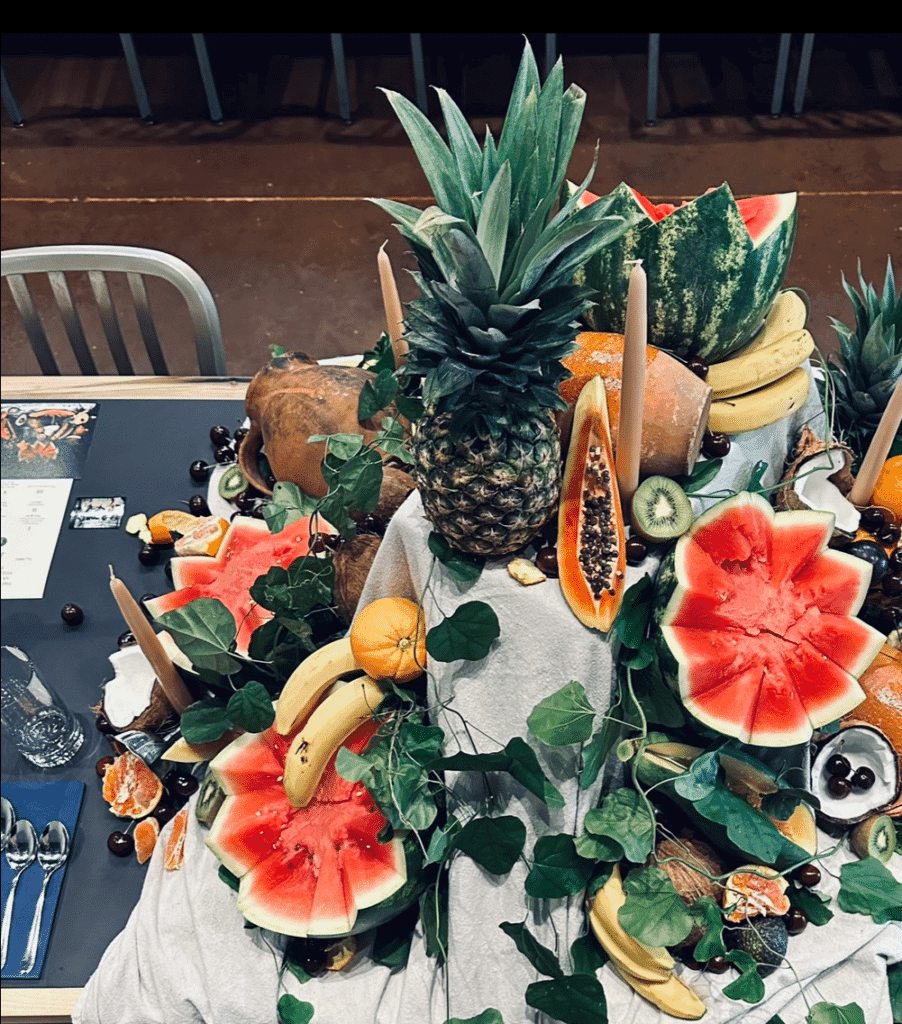 ice cream dinner Kahol inspired centerpiece